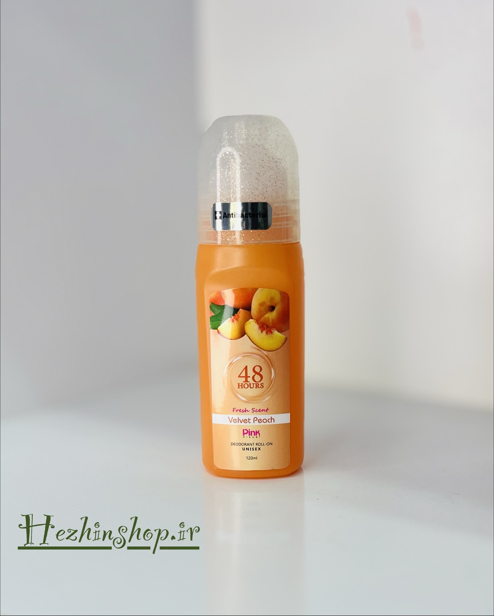 رول دئودورانت پینک ویژوآل مدل Velvet-Peach حجم 120 میلی‌لیتر